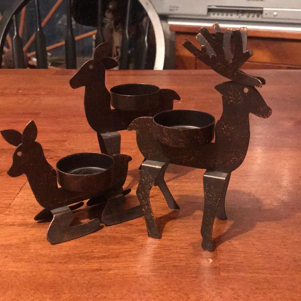 Partylite 3pc reindeer tea light holders